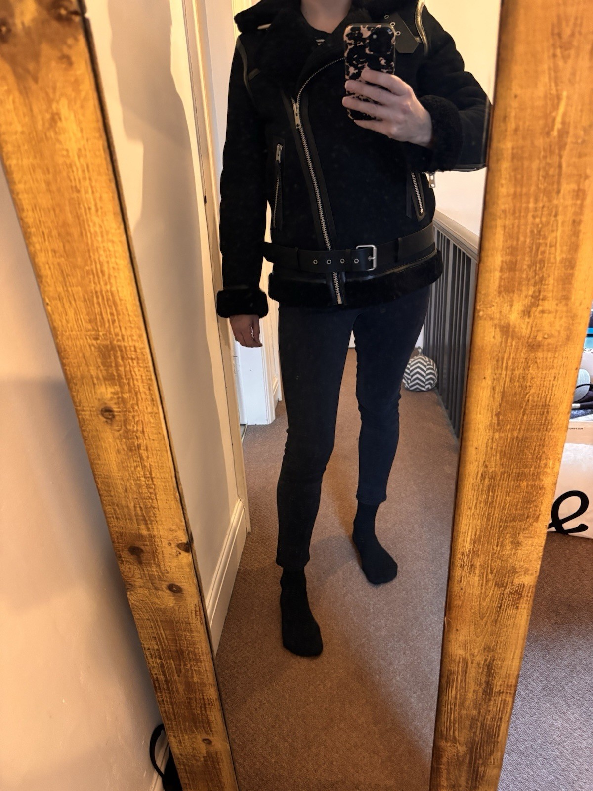 All Saints Rei Shearling Coat - Black - Size Medium - Brand New - RRP £899 image 7
