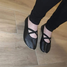 Kinder Gymnastikschuhe Schläppchen Majestiballerina Theresa schwarz Leder 24-48