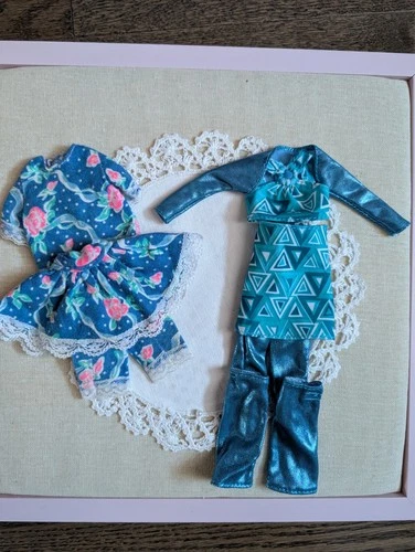 Vintage 90s Barbie Blue Floral w/ Lace 3 pc+ one more set