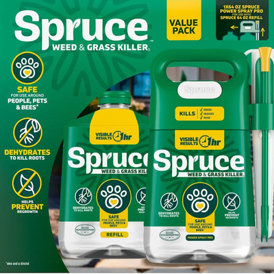 Spruce Snap & Spray Weed & Grass Killer 64oz Refill/Sprayer/128oz Value Pack