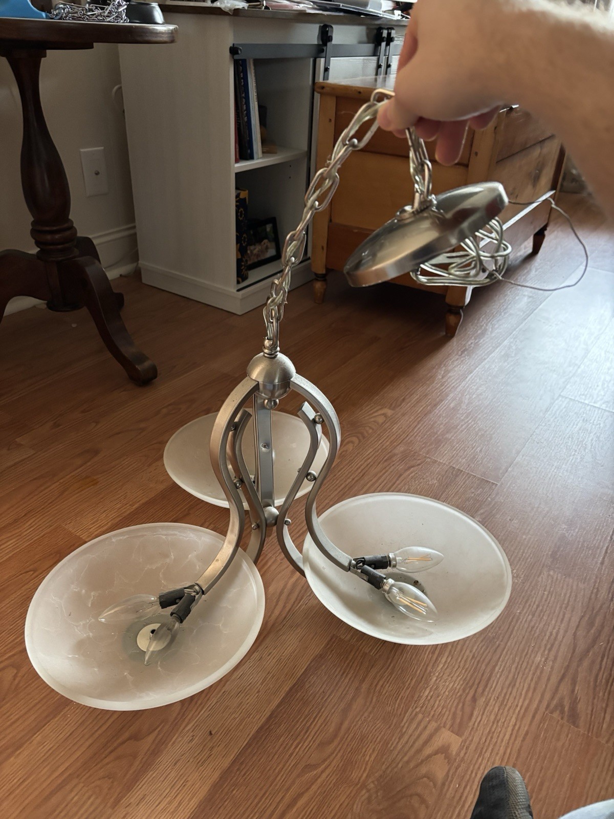 Three-Light Chandelier Brushed Nickel