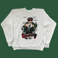 Vtg 90s “Super Vato” Funny Parody Chicano Mexican White Crewneck Sweatshirt XL