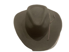 Euro Front Quality Grey 100% wool Fedora Cowboy Hat 59cm Large.