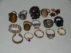 Jewelry Lot Vintage Ring Rings Costume Cocktail Cluster & More Ladies [910D]