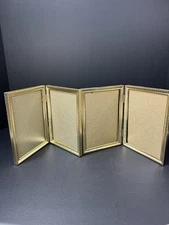 Vintage Brass finish Frame 5X7” Opening Bifold Double Picture Frame MCM Lot Of 2