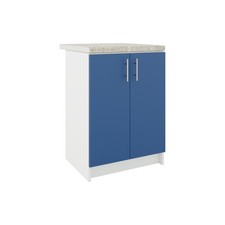 JD Greta Fixed Height Kitchen Base Unit 600mm - Navy Matt With Worktop