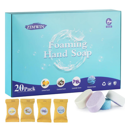 20 Pack Foaming Hand Soap Tablet Refills, 4 Scent, 12G Big Tablets, Makes 240 Fl