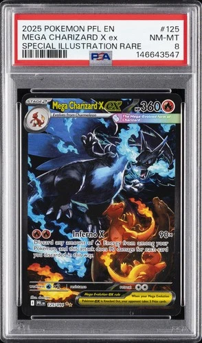 2025 POKEMON PHANTASMAL FLAMES SPECIAL ILLUSTRATION MEGA CHARIZARD X EX PSA 8