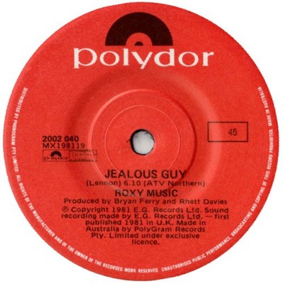 Roxy Music - Jealous Guy (7'', Vinyl, 45) 80 s Electronic, Synth-Pop Dance (VG+)