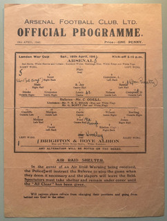 1941/42 Arsenal v Brighton & Hove Albion London War Cup