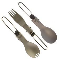 ALOCS Folding Fork Spoon Spork Lighweight Aluminium Camping Hike Picnic Cutlery
