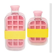 2-in-1 Ice Cube Bottle with Straw - Easy Press Ice Tray Water Bottle, Leak Proof