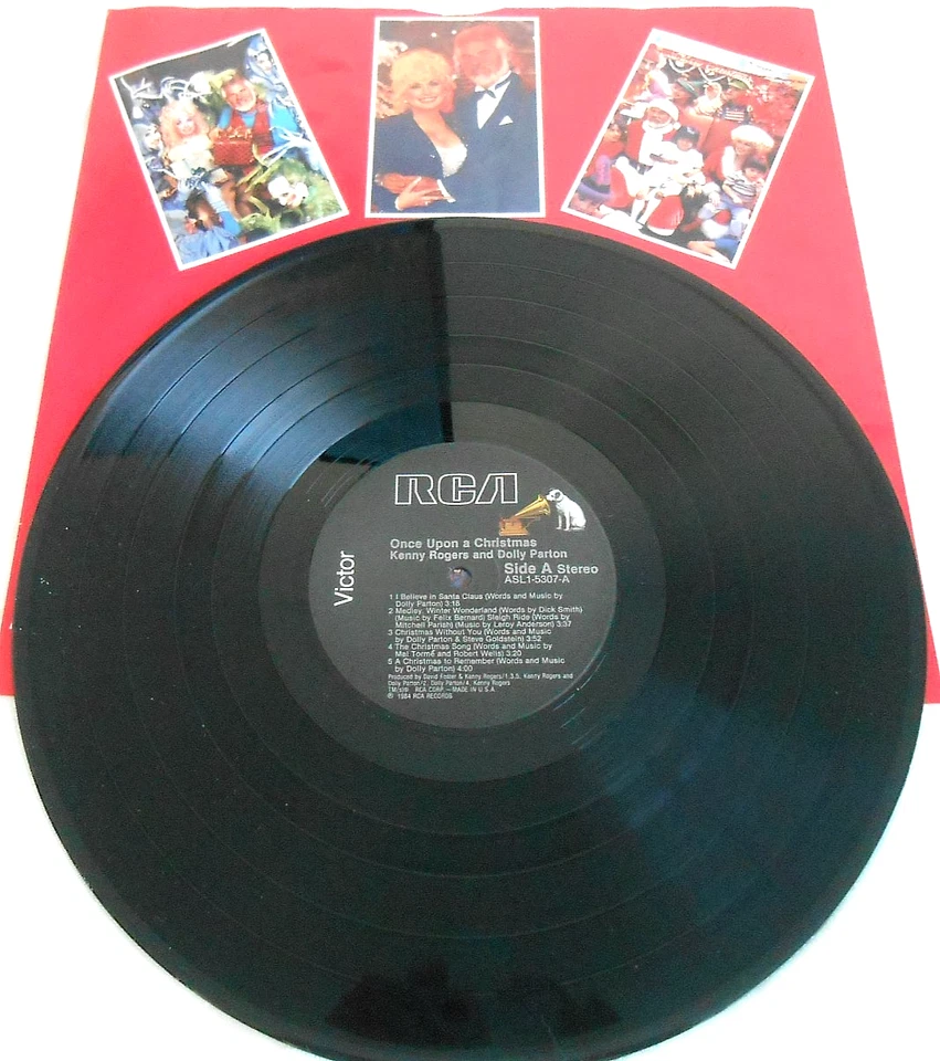 KENNY & DOLLY Once Upon A Christmas LP RCA 1st press NM vinyl orig inner - Image 3 of 4