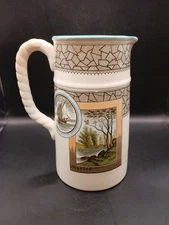 Hall EXCELSIOR Aesthetic Black Transferware Ironstone Pitcher 7" Stained Crazed