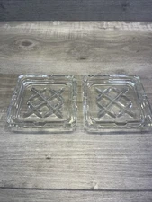 Vintage Anchor glass Smoking Ashtray Clear Cigarette Ash Tray X2