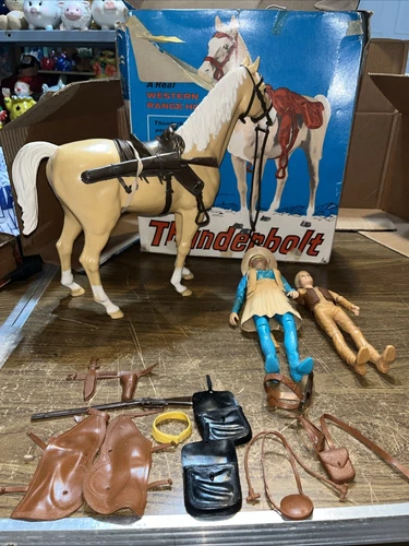 Vintage 60's Marx Johnny West Figures and Accessories Mixed Lot Thunder Bolt