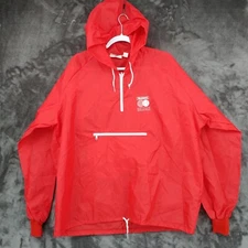 Newsweek Duffers & Bluffers Turfer Vtg Red Rain Jacket Size XL Hooded USA Made