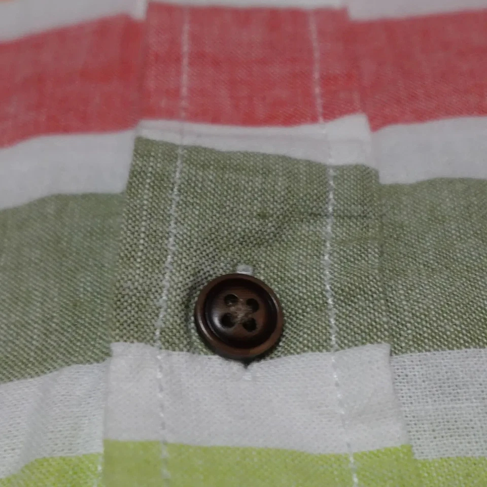 Camisa Gymboree de lino para mujer grande multicolor a rayas manga corta abotonada  Foto 3 de 4