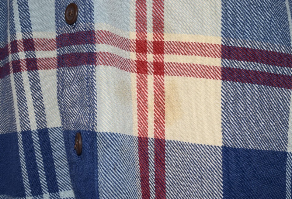 Eddie Bauer Denim Shirt Mens XL Classic Fit Plaid Long Sleeve Blue