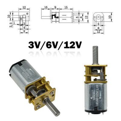 GA12-N20 DC 3V/6V/12V Micro Electric Gear Motor Speed Reduction Metal Gearbox