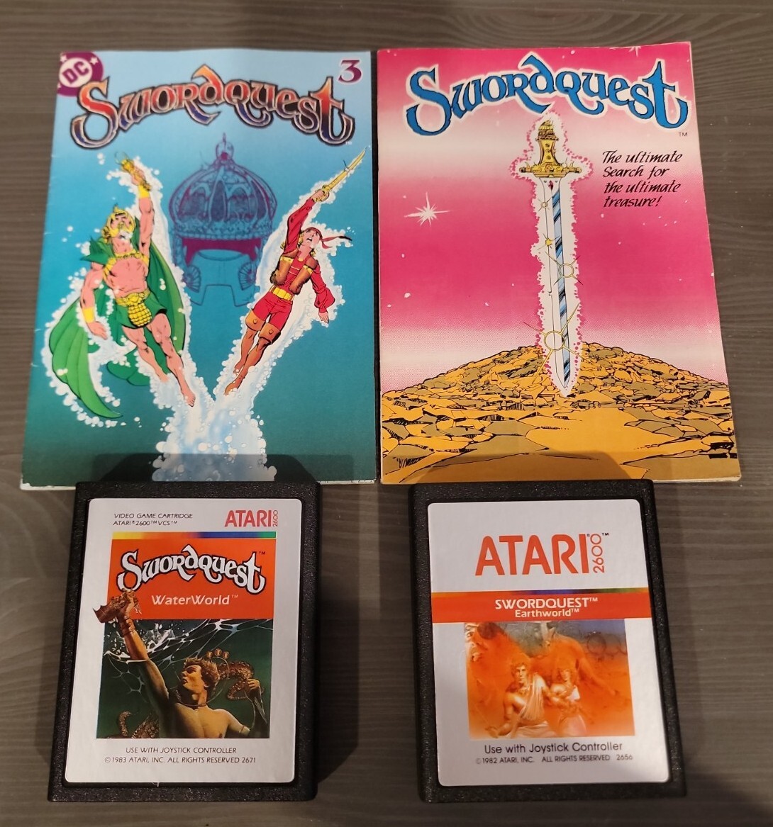 Atari 2600 Swordquest Waterworld and Earthworld with Manual RARE