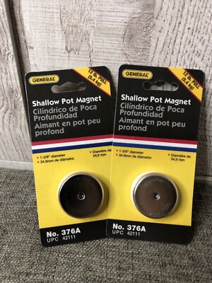 General Tools 376A Shallow Pot Magnet 1 3/8'' Diameter 12 lb Pull Lot of 2