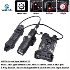 Tactical Hunting NGAL IR LED Green Red laser Metal Flashlight Control Picatinny