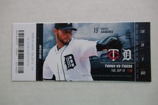 DETROIT TIGERS VS MINNESOTA TWINS 9/13/2016 FULL TICKET ~ ANIBAL SANCHEZ