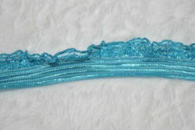 10 yards  turquoise aqua Sheer MESH ruffle sewing stretch elastic Doll TRIM 1/2''