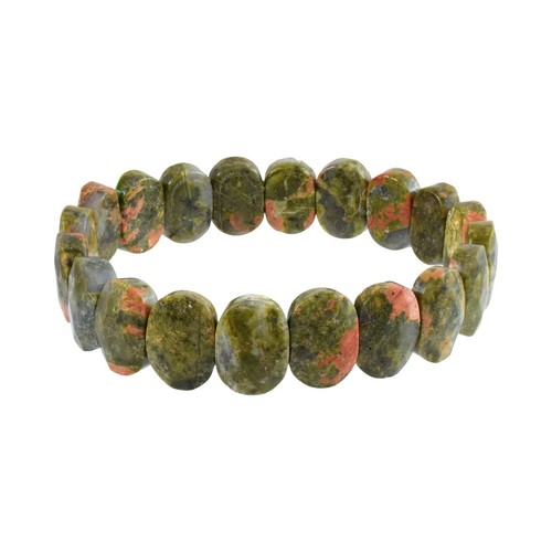 Mano Ajustable Pulsera Elástica Natural Unakita Jaspe 10X14mm Ovalado Cuentas - Imagen 4 de 6