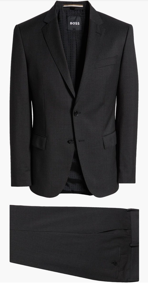 Hugo Boss “ HUGE GENIUS 3” Check Black Virgin Wool Slim Fit 44