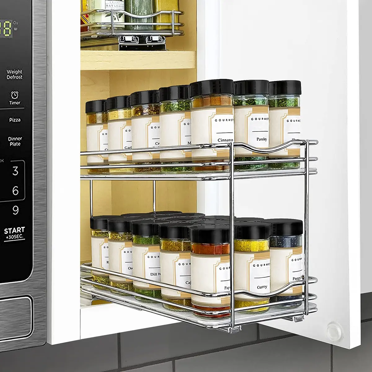 Pull Out Spice Rack Organizer for Cabinet - Slide Out Vertical Spice Rack