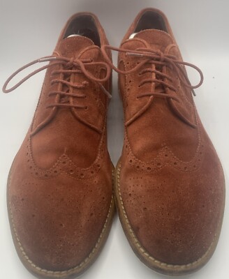 Hugo Boss Oxford Derby Wingtip Suede Shoe Size 11/44 Orange  display picture 1