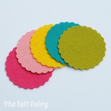 Felt Scalloped Circles - Wool Blend Felt - Cut to order **LET US KNOW COLOURS**