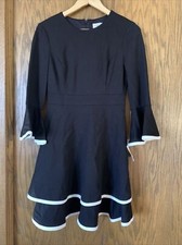 eliza j dress black with white trim fit and flare new size 4