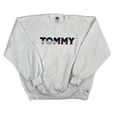 Vintage 90s Tommy Hilfiger Boot Crewneck Sweatshirt Graphic White Size Large