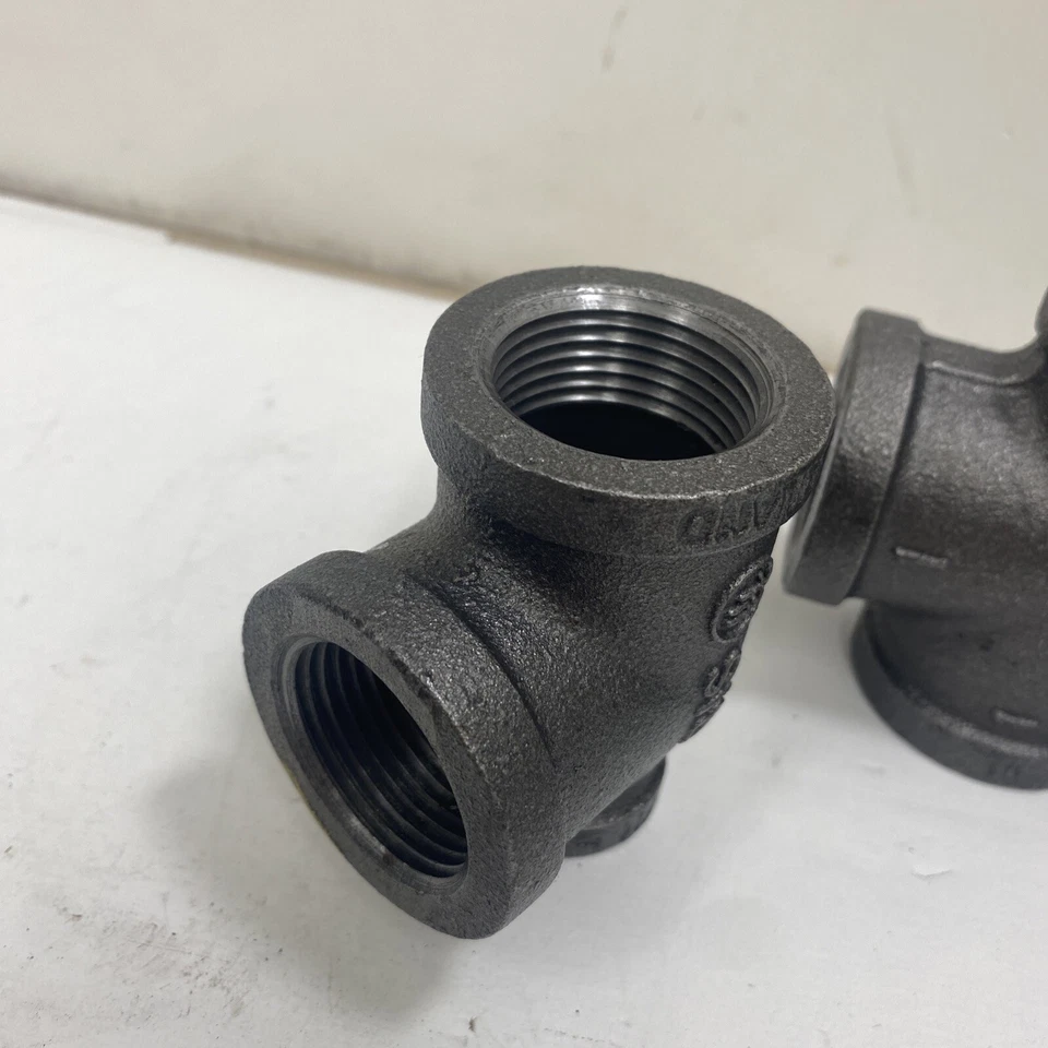 5 Pack Deal! Malleable Iron Pipe Fitting Reducing Tee 1" x 1" x 1/2" Female NPT - Image 3 of 4