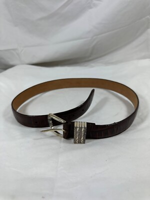 Vintage Brighton brown leather belt with croc pattern 32 medium unisex Vintage Brighton brown leather belt with croc pattern 32  main image 2
