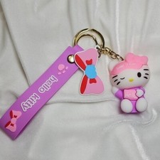 Sanrio Hello Kitty PVC Car Keychain Bag Charm NWOT Purple Pink Wristlet