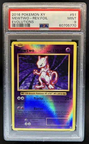 2016 Pokemon XY Evolutions Mewtwo Reverse Holo #51/108 PSA 9