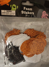 Halloween Glitter Foam Stickers 50 count Ghost, Bat, Jack O Lantern