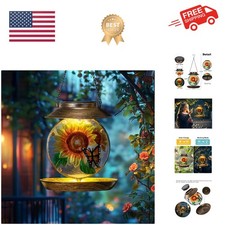 Solar Bird Feeders for Outdoors Hanging, Solar Sunflower Bird Feeder with Led...