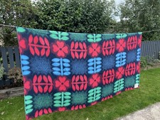 Vintage Retro lata 60. 70. Tetem Rayluxe Dwustronny polar Wełniany koc Narzuta 90"x83"