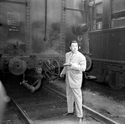 Actor Fernandel poses in front of a carriage June 4 1953 Old Photo