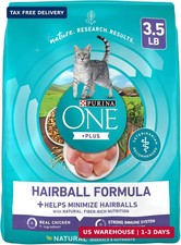 Purina ONE Natural Hairball Control Dry Cat Food, 3.5 lb Bag