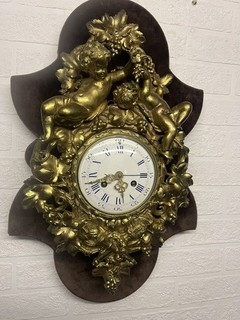 Antike Französische Ormolu Kartell Rokoko Revival 3/4 Glockenschlag Pendel Wanduhr.