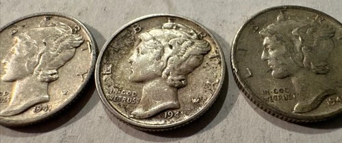 (lot Of 3) 1941 Mercury Dimes 2-S , 1. - P Mints
