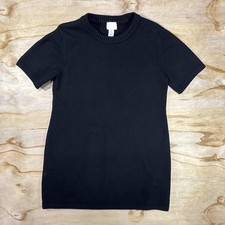 HM Women's Black Short Sleeve Sweater Dress Size L Round Neck