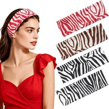 BLMHTWO 4PCS Zebra Print Headbands for Women, Stretchy Elastic Multicolor