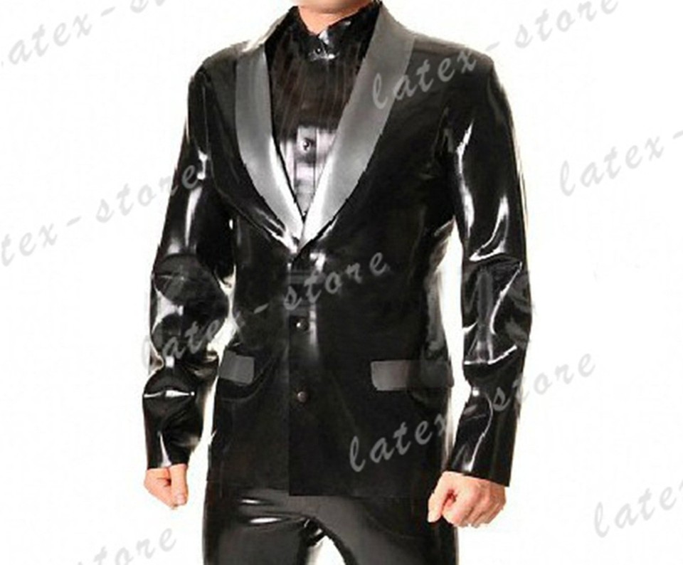 Latex Rubber Gummi man Suit jacket coat outwear blazer pea-coat ...
